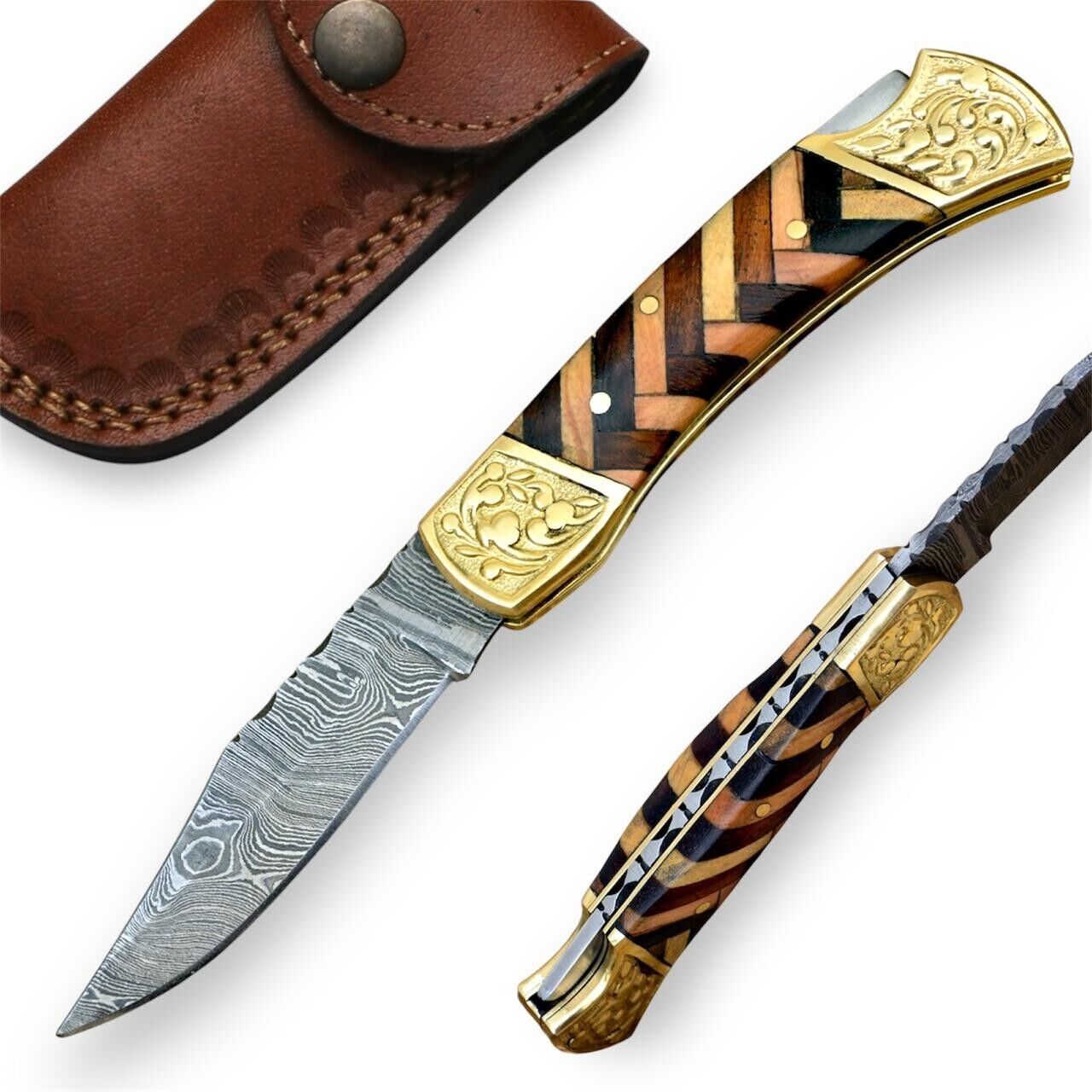 Damascus folding knives