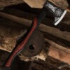Handmade Carbon Steel Viking Axe With Leather Sheath Hunting Hiking & Camping